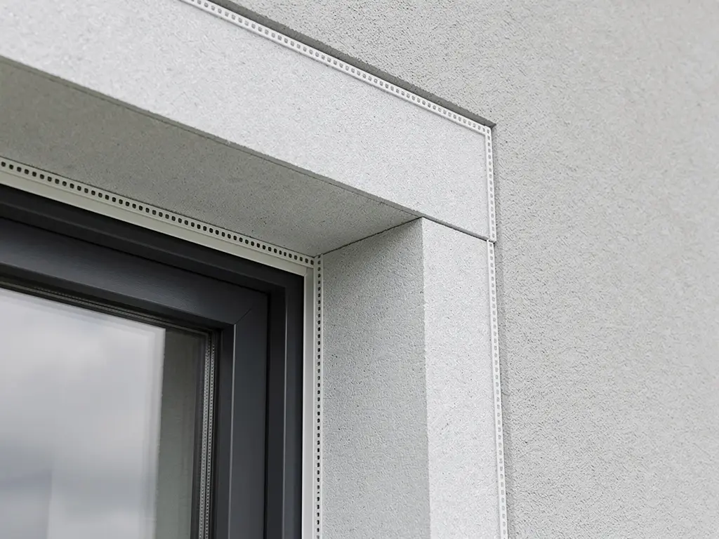 Détail d'un contour de fenêtre isolé pour couper le pont thermique